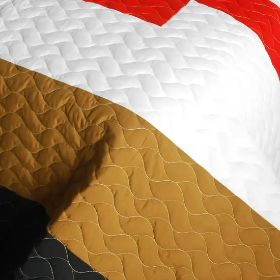 Classic Playbook - B -  Vermicelli-Quilted Patchwork Striped Quilt Set Full/Queen Photo 4