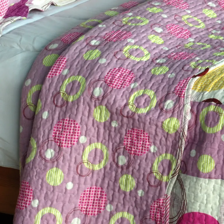 Colorful Bubble - Cotton 3PC Vermicelli-Quilted Patchwork Quilt Set (Full/Queen Size) Photo 3