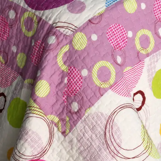Colorful Bubble -  Cotton 3PC Vermicelli-Quilted Patchwork Quilt Set (Full/Queen Size) Photo 5