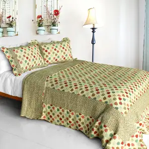 Photo of Colorful Dots - Cotton 3PC Vermicelli-Quilted Dots Patchwork Quilt Set (Full/Queen Size)
