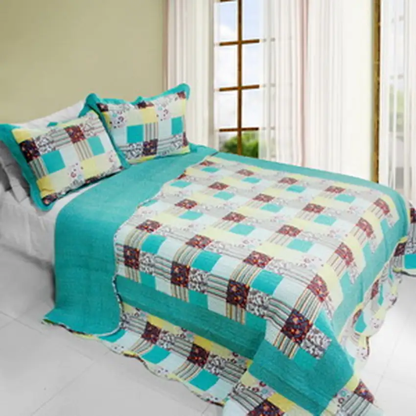 Cool Spring -  3PC Cotton Vermicelli-Quilted Printed Quilt Set (Full/Queen Size) Photo 2