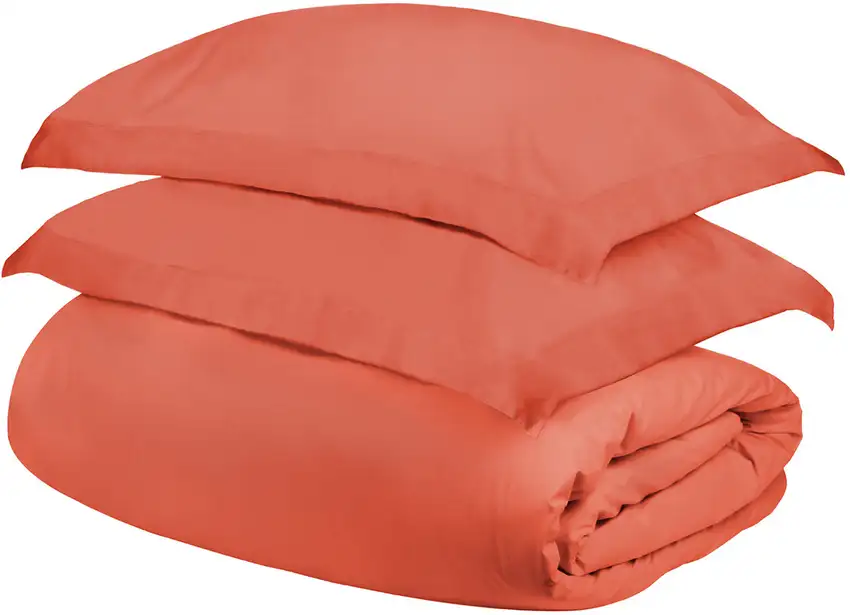 Coral  Cotton Blend 300 Thread Count Washable Duvet Cover Set Photo 1