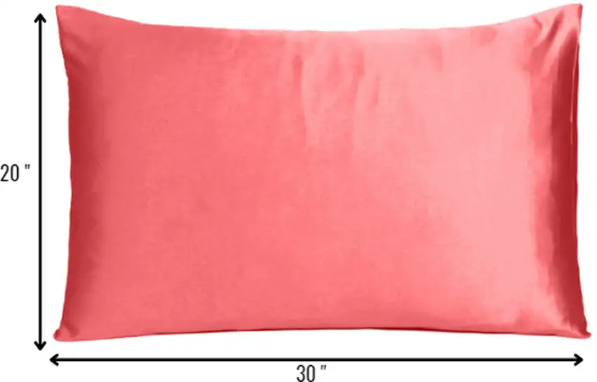 Coral Dreamy Set Of 2 Silky Satin Queen Pillowcases Photo 8