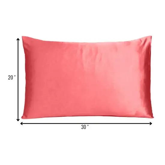 Coral Dreamy Set Of 2 Silky Satin Queen Pillowcases Photo 8