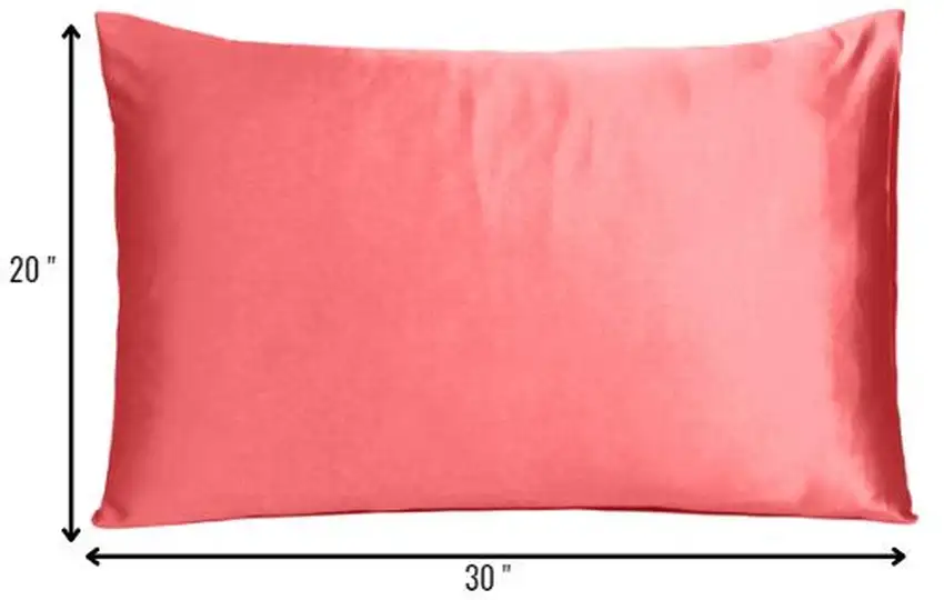 Coral Dreamy Set Of 2 Silky Satin Queen Pillowcases Photo 8