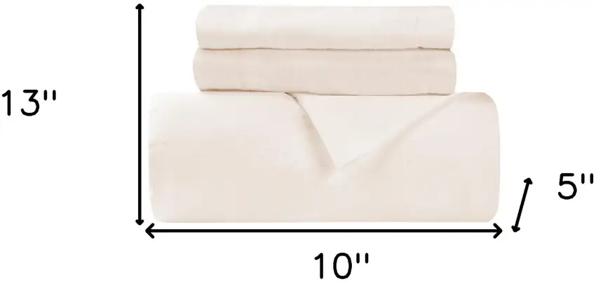 Ivory  Cotton Blend 0 Thread Count Washable Duvet Cover Set Photo 9