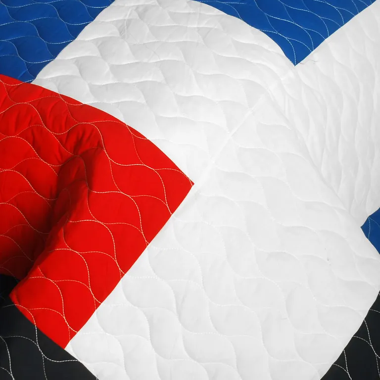 Crazy Boxes - A - Vermicelli-Quilted Patchwork Geometric Quilt Set Full/Queen Photo 4