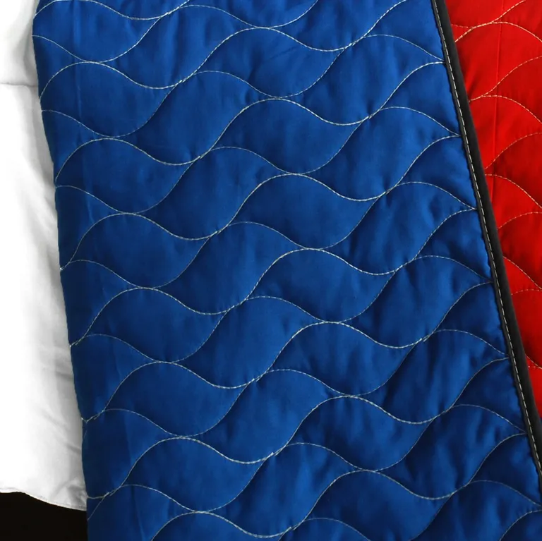 Crazy Boxes - A - Vermicelli-Quilted Patchwork Geometric Quilt Set Full/Queen Photo 3