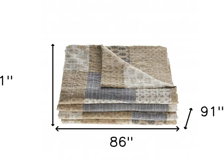 Cream Knitted Cotton Geometric Throw Photo 6