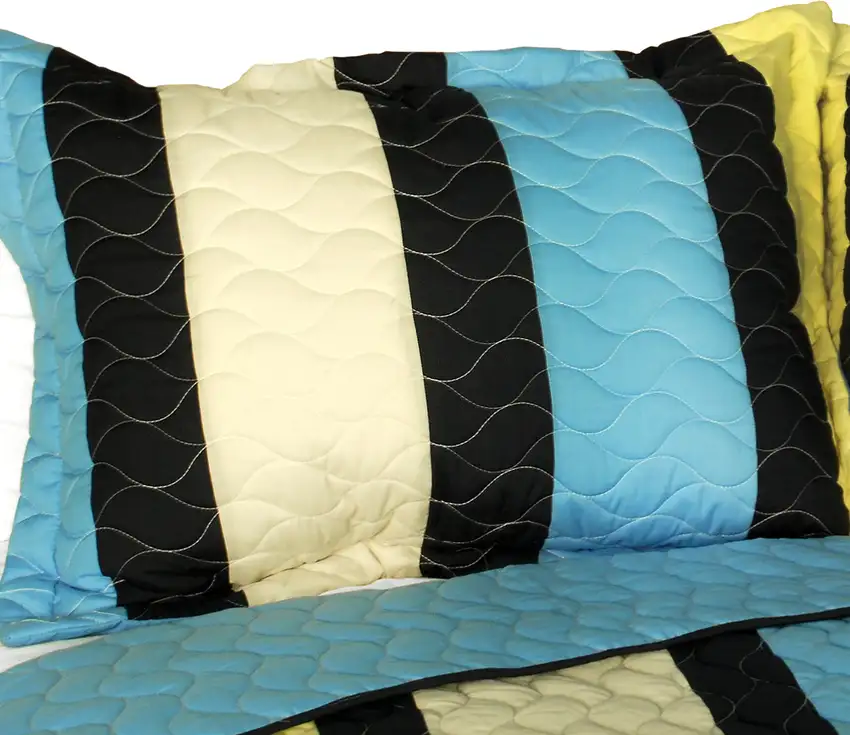 Cuckoo's Calling -  3PC Vermicelli-Quilted Patchwork Quilt Set (Full/Queen Size) Photo 2
