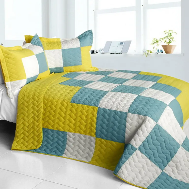 Cute Little Princess - 3PC Vermicelli-Quilted Patchwork Quilt Set (Full/Queen Size) Photo 1