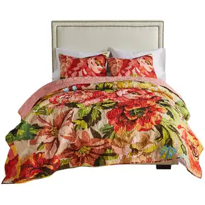 Photo of Dahl 3 Piece King Quilt Set, 2 Pillow Shams, Polyester Fill