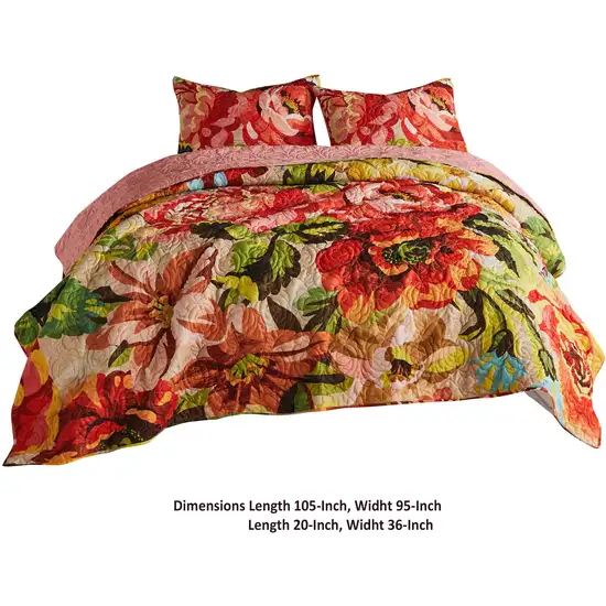Dahl 3 Piece King Quilt Set, 2 Pillow Shams, Polyester Fill Photo 5