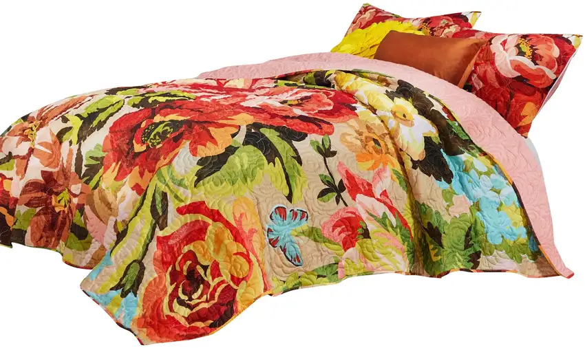 Dahl 3 Piece King Quilt Set, 2 Pillow Shams, Polyester Fill Photo 2
