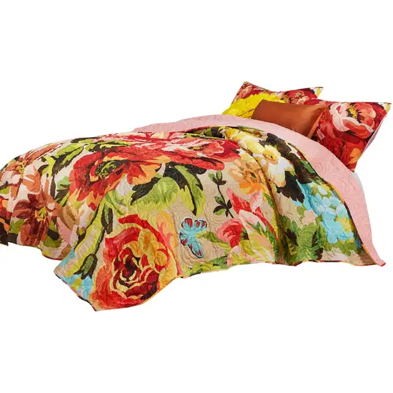 Dahl 3 Piece Queen Quilt Set, 2 Pillow Shams, Polyester Fill Photo 2
