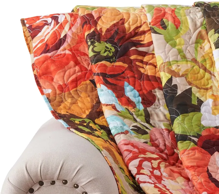 Dahl 50 x 60 Quilted Floral Throw Blanket with Polyester Fill Photo 2