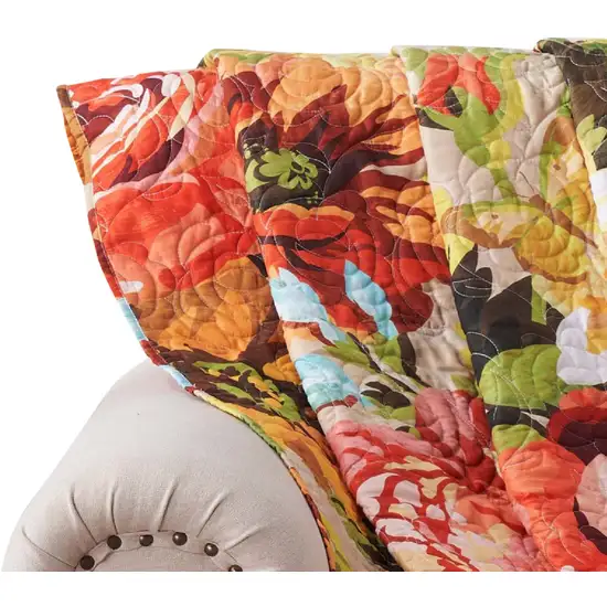 Dahl 50 x 60 Quilted Floral Throw Blanket with Polyester Fill Photo 2