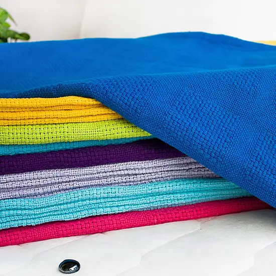 Dark Blue -  100% Cotton Jacquard Weave Throw Blanket (50 by 59.8 inches) Photo 4