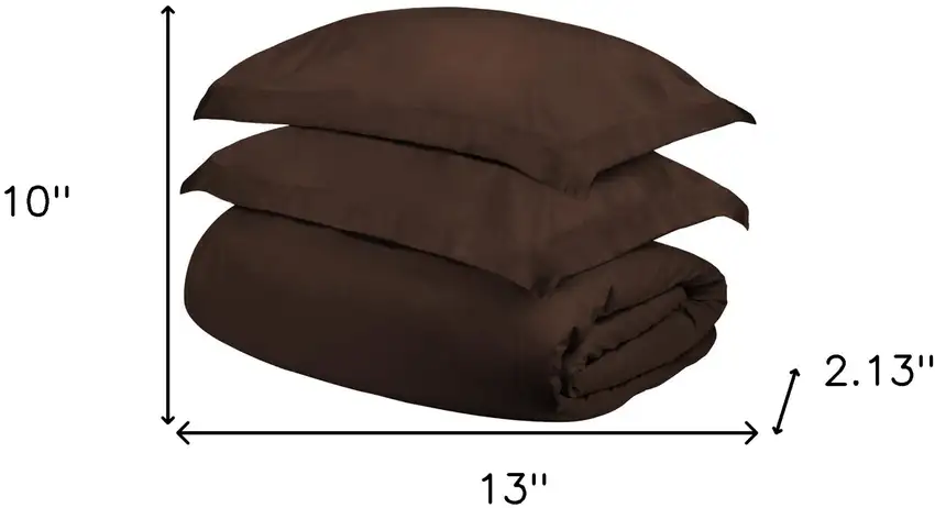 Dark Brown  Cotton Blend 300 Thread Count Washable Duvet Cover Set Photo 4