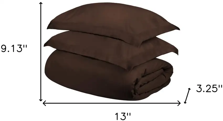 Dark Brown  Cotton Blend 400 Thread Count Washable Duvet Cover Set Photo 4