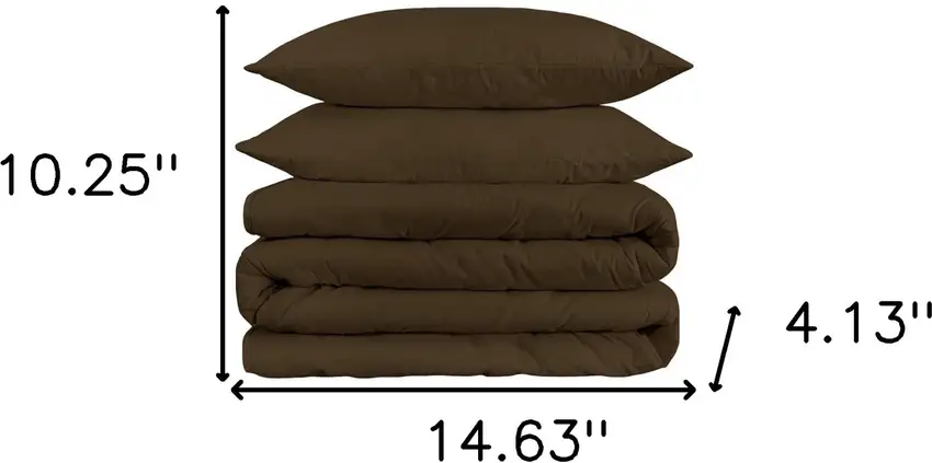Dark Brown King Cotton Blend 1500 Thread Count Washable Duvet Cover Set Photo 4