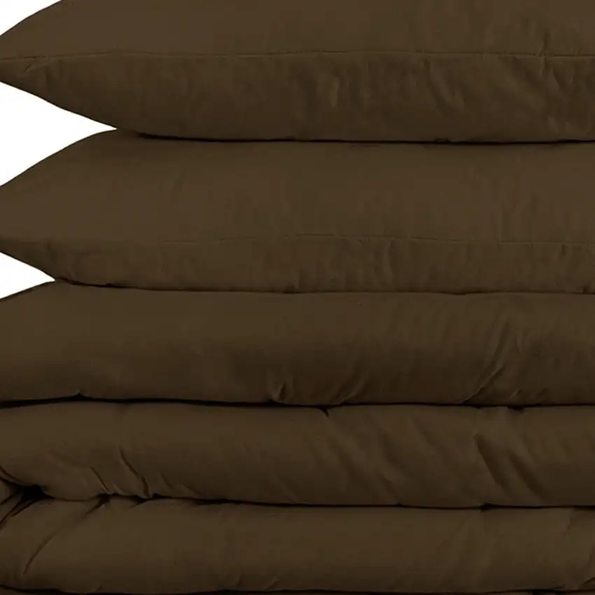 Dark Brown King Cotton Blend 1500 Thread Count Washable Duvet Cover Set Photo 2