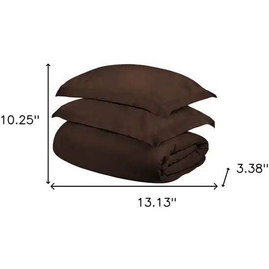 Dark Brown Queen Cotton Blend 400 Thread Count Washable Duvet Cover Set Photo 4