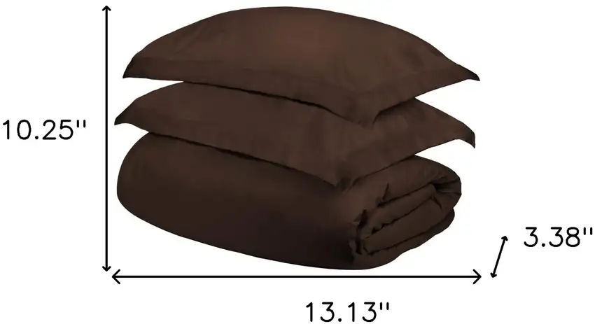 Dark Brown Queen Cotton Blend 400 Thread Count Washable Duvet Cover Set Photo 4