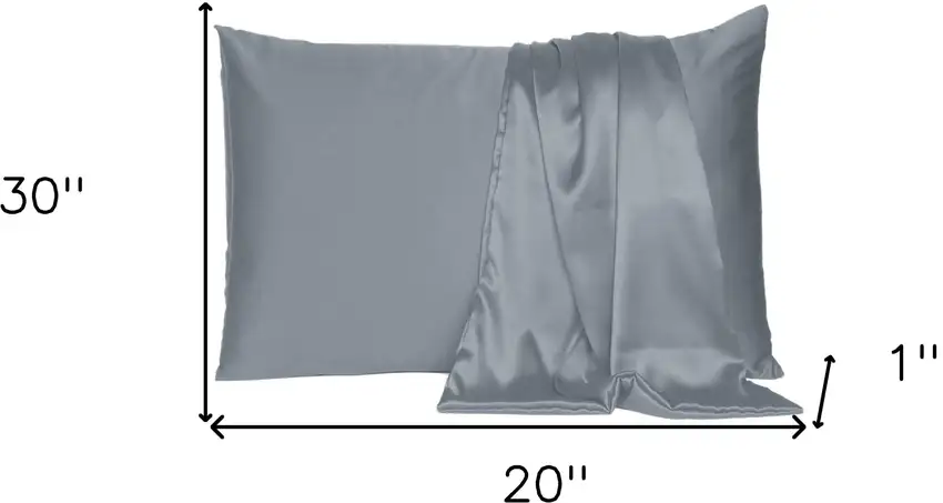 Dark Gray Dreamy Set Of 2 Silky Satin Queen Pillowcases Photo 8