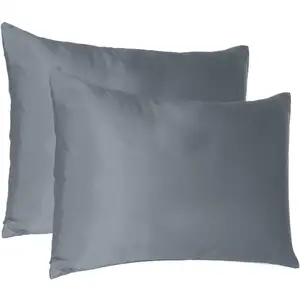 Photo of Dark Gray Dreamy Set Of 2 Silky Satin Queen Pillowcases