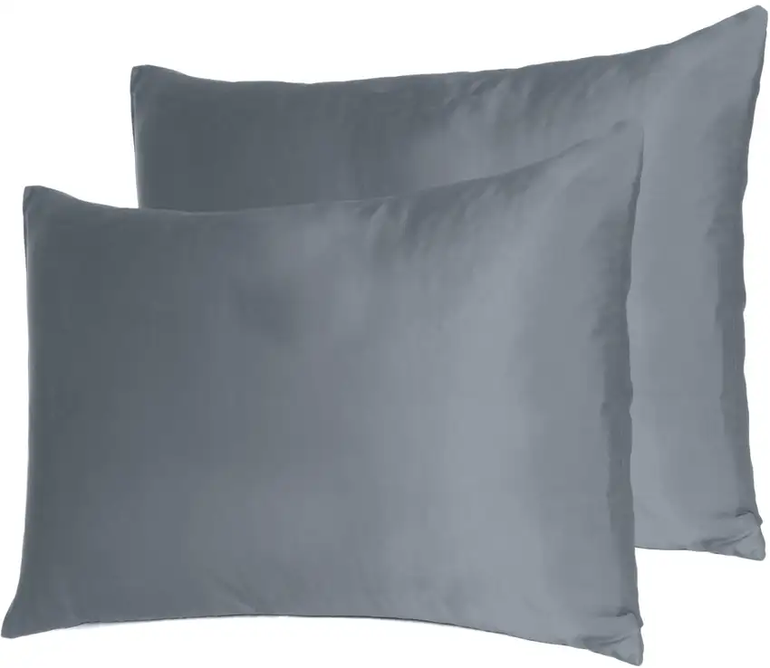 Dark Gray Dreamy Set Of 2 Silky Satin Standard Pillowcases Photo 7