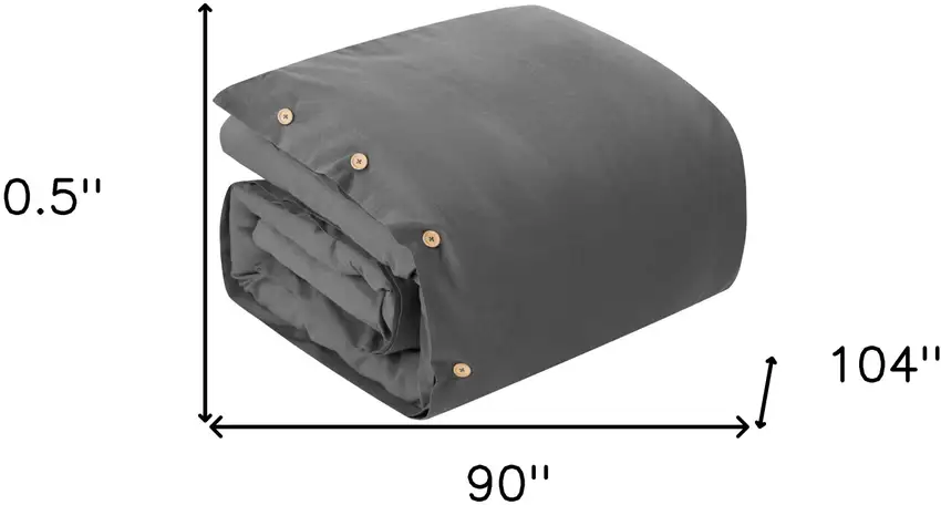 Dark Slate Gray King 100% Cotton 180 Thread Count Washable Duvet Cover Set Photo 8