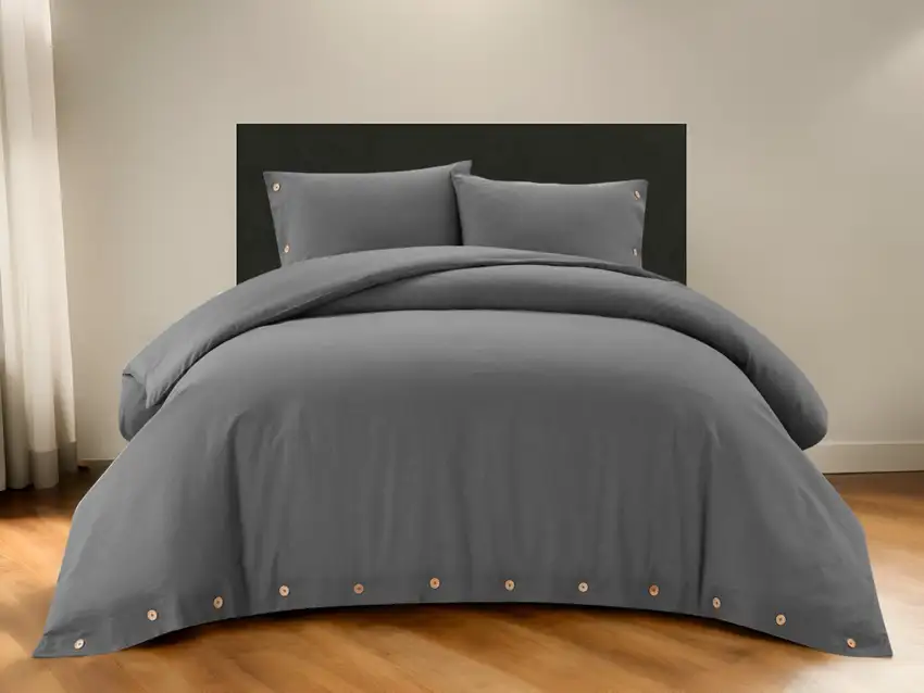 Dark Slate Gray Queen 100% Cotton 180 Thread Count Washable Duvet Cover Set Photo 1