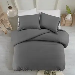 Photo of Dark Slate Gray Queen Linen 220 Thread Count Washable Duvet Cover Set