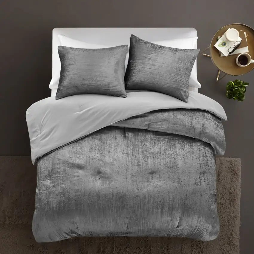 Dark Slate Gray Queen Polyester 180 Thread Count Washable Down Comforter Set Photo 5