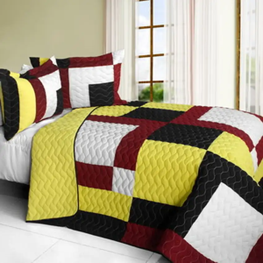 Dawn and Sunset -  Brand New Vermicelli-Quilted Patchwork Quilt Set Full/Queen Photo 2