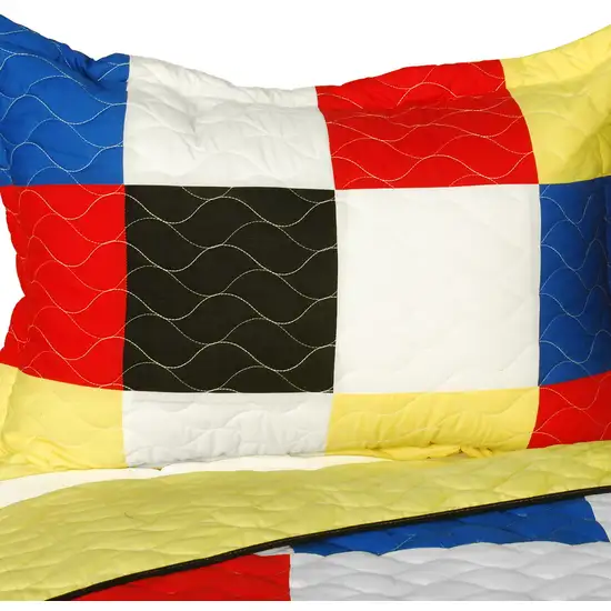 Delicate Plaid - C -  Vermicelli-Quilted Patchwork Plaid Quilt Set Full/Queen Photo 2