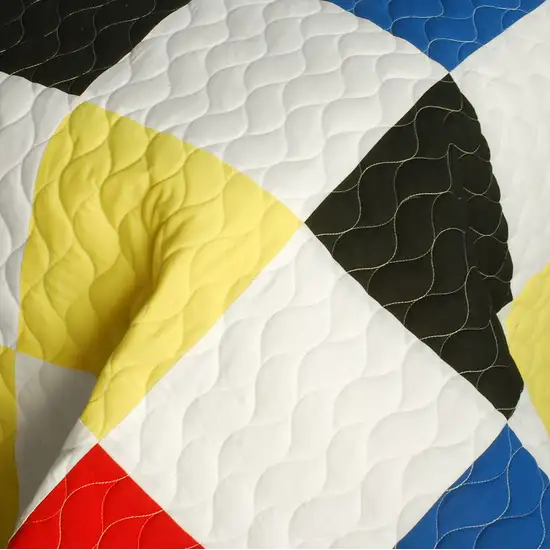 Delicate Plaid - C -  Vermicelli-Quilted Patchwork Plaid Quilt Set Full/Queen Photo 4