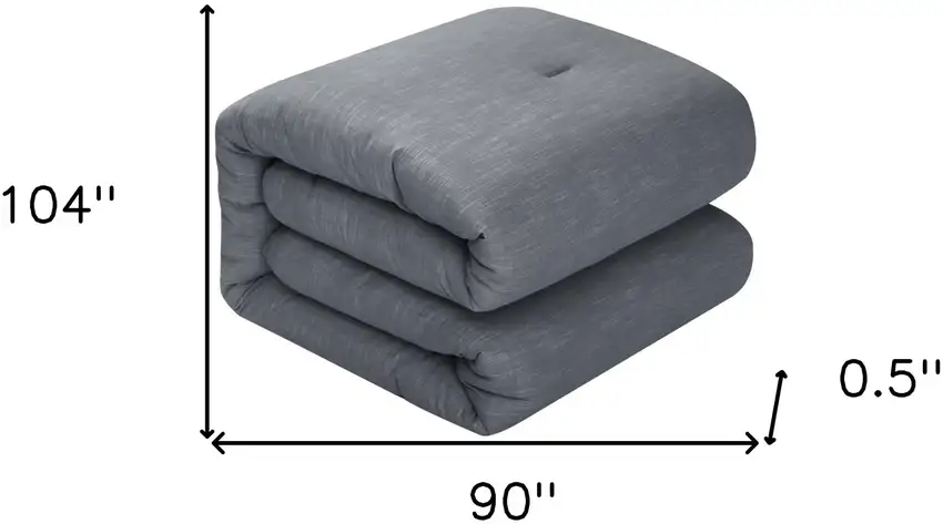 Denim Blue King 100% Cotton 140 Thread Count Washable Down Comforter Set Photo 9