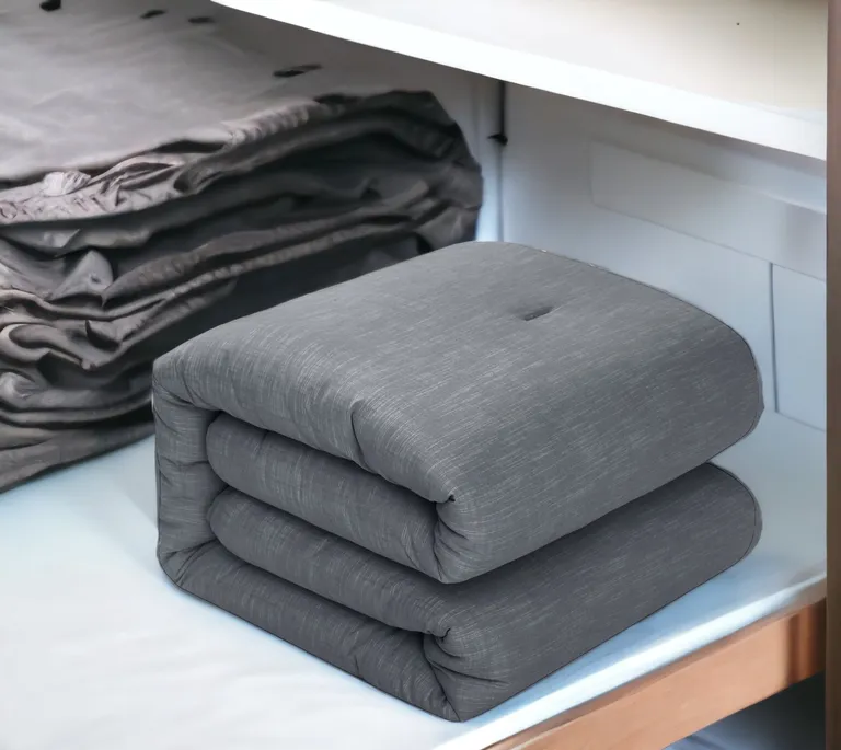 Denim Blue King 100% Cotton 140 Thread Count Washable Down Comforter Set Photo 4