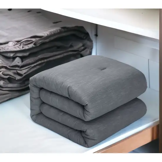 Denim Blue King 100% Cotton 140 Thread Count Washable Down Comforter Set Photo 3