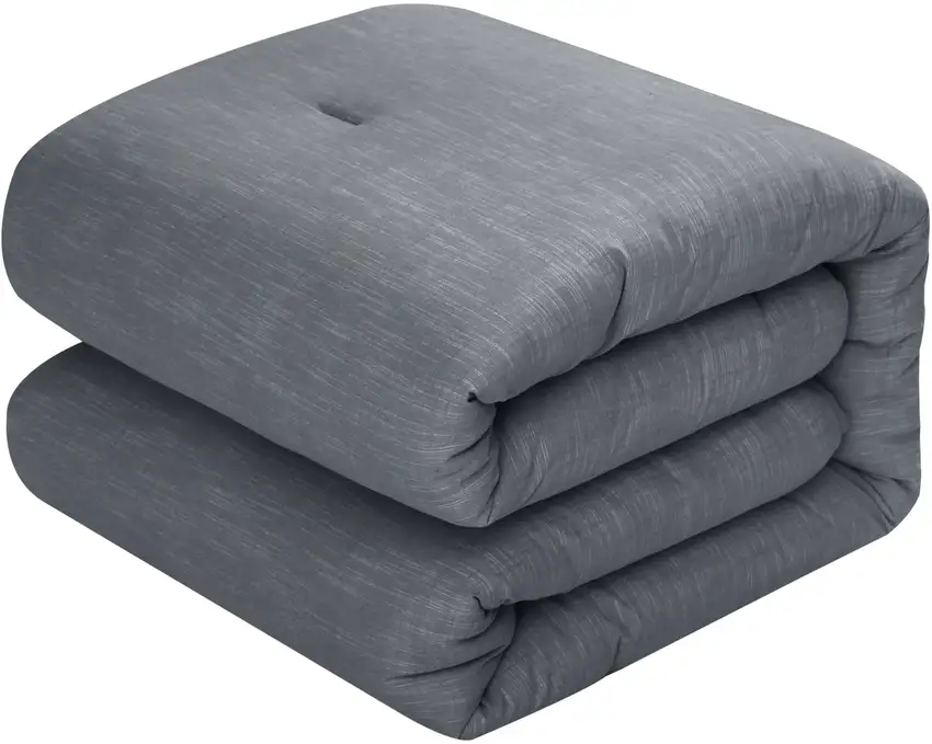 Denim Blue King 100% Cotton 140 Thread Count Washable Down Comforter Set Photo 6