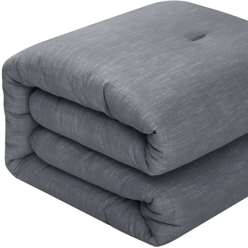 Denim Blue Queen 100% Cotton 140 Thread Count Washable Down Comforter Set Photo 7