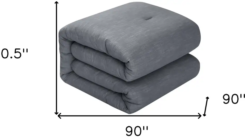 Denim Blue Queen 100% Cotton 140 Thread Count Washable Down Comforter Set Photo 6