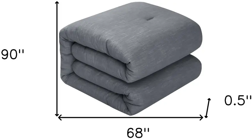 Denim Blue Twin 100% Cotton 140 Thread Count Washable Down Comforter Set Photo 8