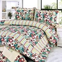 Photo of Dianthe - 100% Cotton 3PC Floral Vermicelli-Quilted Patchwork Quilt Set (Full/Queen Size)
