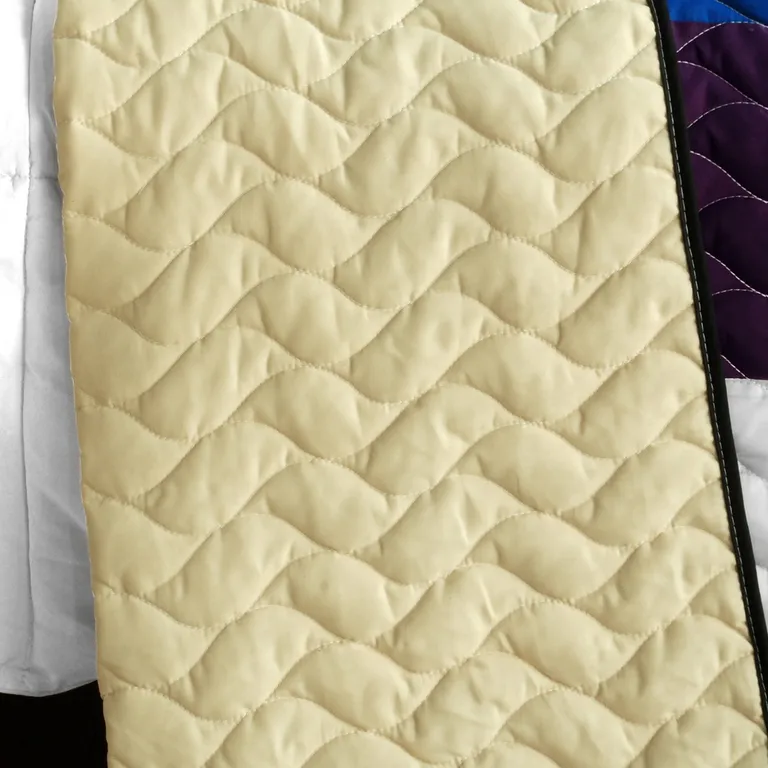 Dizzy Sun - Vermicelli-Quilted Patchwork Geometric Quilt Set Full/Queen Photo 2