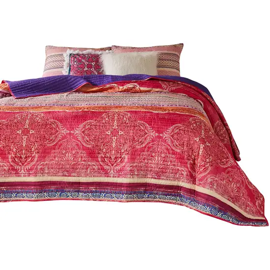 Dora 3 Piece Bohemian King Quilt Set, Medallion, Paisley Photo 2