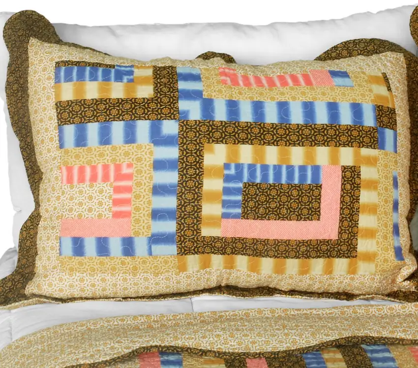 Dream High -  3PC Cotton Contained Vermicelli-Quilted Patchwork Quilt Set (Full/Queen Size) Photo 2