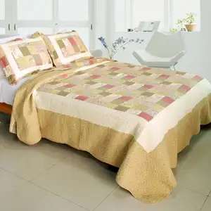 Photo of Dream Production - 100% Cotton 3PC Vermicelli-Quilted Patchwork Quilt Set (Full/Queen Size)